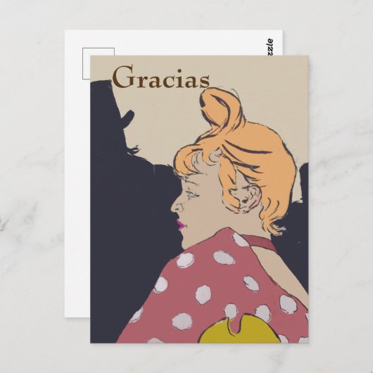 Blond vrouw, Gracias, Briefkaart tekst wijzigen (Voorkant / Achterkant)