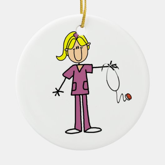 Blond Vrouw Keramisch Ornament (Voorkant)