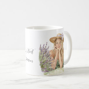 Blond Vrouw Lavendel Bloemen Leven is Droom Koffiemok