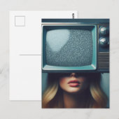  blond vrouw met een tv op haar hoofd briefkaart (Voorkant / Achterkant)