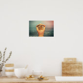 Blond vrouw op het strand poster (Keuken)