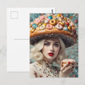 Blond vrouw op planeet donut fantasie briefkaart (Voorkant / Achterkant)