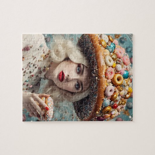 Blond vrouw op planeet donuts fantasie legpuzzel (Horizontaal)