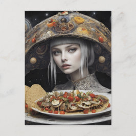 Blond Vrouw Op Planeet Taco Fantasy Briefkaart