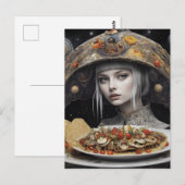 Blond Vrouw Op Planeet Taco Fantasy Briefkaart (Voorkant / Achterkant)