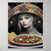 Blond Vrouw Op Planeet Taco Fantasy Poster (Voorkant)