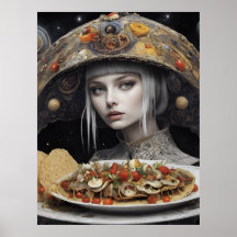 Blond Vrouw Op Planeet Taco Fantasy