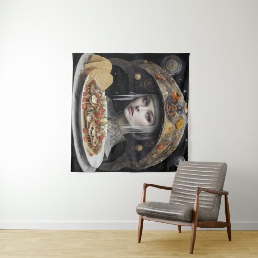 Blond Vrouw Op Planeet Taco Fantasy Wandkleed (In Situ (horizontaal))
