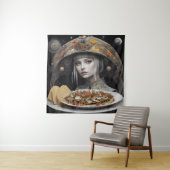 Blond Vrouw Op Planeet Taco Fantasy Wandkleed (In situ)