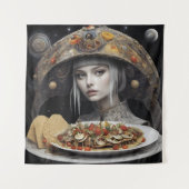 Blond Vrouw Op Planeet Taco Fantasy Wandkleed (Voorkant)