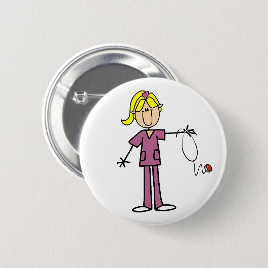 Blond Vrouw Ronde Button 5,7 Cm (Voorkant /achterkant)