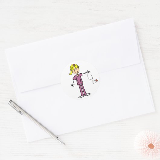 Blond Vrouw Ronde Sticker (Envelop)