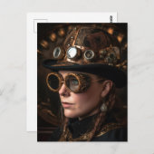 Blond Vrouw Steampunk Mode Briefkaart (Voorkant / Achterkant)