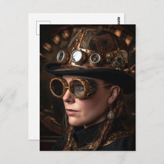 Blond Vrouw Steampunk Mode Briefkaart (Voorkant / Achterkant)