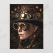 Blond Vrouw Steampunk Mode Briefkaart (Voorkant)