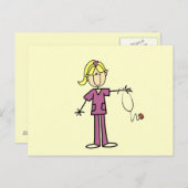 Blond Vrouw sticker Afbeelding Verpleegbare T-shir Briefkaart (Voorkant / Achterkant)