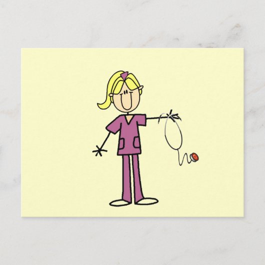 Blond Vrouw sticker Afbeelding Verpleegbare T-shir Briefkaart (Voorkant)