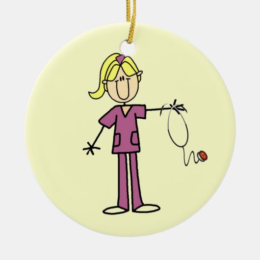 Blond Vrouw sticker Afbeelding Verpleegbare T-shir Keramisch Ornament (Voorkant)