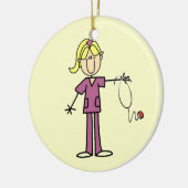 Blond Vrouw sticker Afbeelding Verpleegbare T-shir Keramisch Ornament (Links)