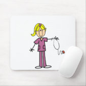 Blond Vrouw sticker Afbeelding Verpleegbare T-shir Muismat (Met muis)