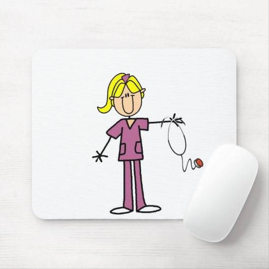 Blond Vrouw sticker Afbeelding Verpleegbare T-shir Muismat (Met muis)