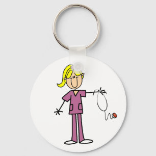 Blond Vrouw sticker Afbeelding Verpleegbare T-shir Sleutelhanger