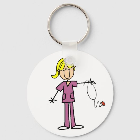 Blond Vrouw sticker Afbeelding Verpleegbare T-shir Sleutelhanger (Voorkant)