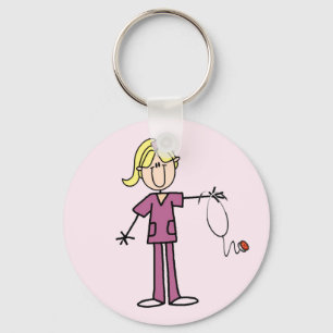 Blond Vrouw sticker Afbeelding Verpleegbare T-shir Sleutelhanger