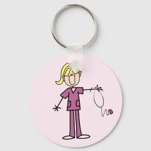 Blond Vrouw sticker Afbeelding Verpleegbare T-shir Sleutelhanger (Voorkant)