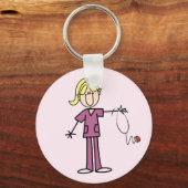 Blond Vrouw sticker Afbeelding Verpleegbare T-shir Sleutelhanger (Voorkant)