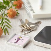 Blond Vrouw sticker Afbeelding Verpleegbare T-shir Sleutelhanger (Zijkant)