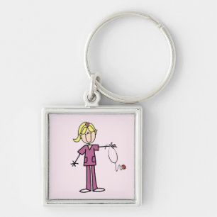Blond Vrouw sticker Afbeelding Verpleegbare T-shir Sleutelhanger