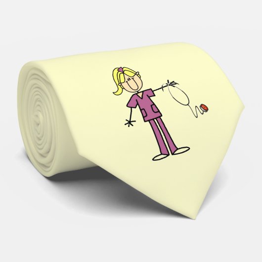 Blond Vrouw sticker Afbeelding Verpleegbare T-shir Stropdas (Opgerold)