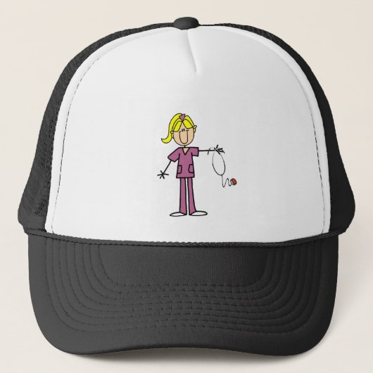 Blond Vrouw sticker Afbeelding Verpleegbare T-shir Trucker Pet (Voorkant)