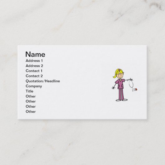 Blond Vrouw sticker Afbeelding Verpleegbare T-shir Visitekaartje (Voorkant)