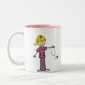 Blond Vrouw Tweekleurige Koffiemok (Links)