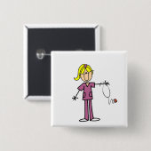 Blond Vrouw Vierkante Button 5,1 Cm (Voorkant /achterkant)