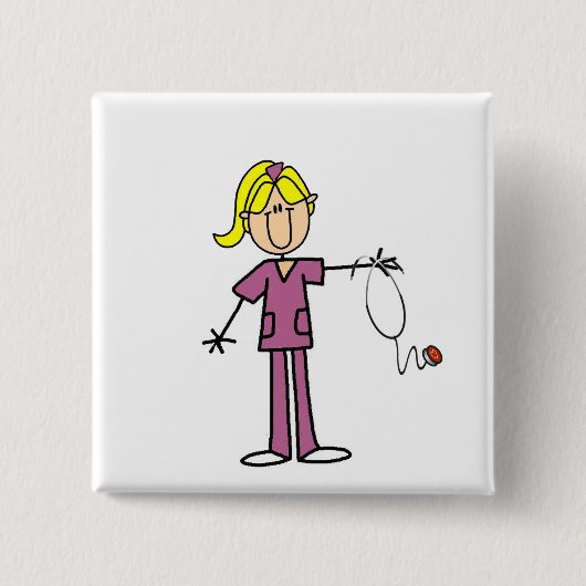 Blond Vrouw Vierkante Button 5,1 Cm (Voorkant)