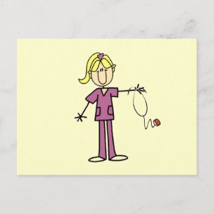 Blond vrouwelijk stickfigure verpleegster briefkaart