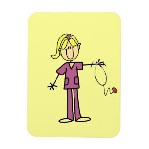 Blond vrouwelijk stickfigure verpleegster magneet