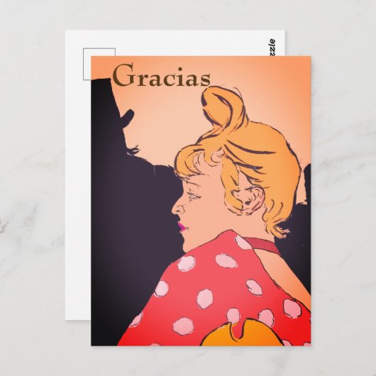 Blond Woman,  Gracias, change text Postcard Briefkaart (Voorkant / Achterkant)