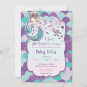 Blond Zeemeermin Baby shower Onder het Zee Paarse Kaart (Voorkant)