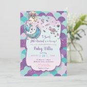 Blond Zeemeermin Baby shower Onder het Zee Paarse Kaart (Staand voorkant)
