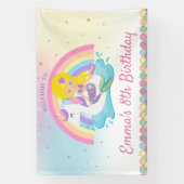 Blond Zeemeermin Eenhoorn Zwembad Verjaardag Welko Spandoek (Verticaal)