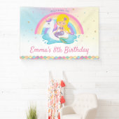 Blond Zeemeermin Eenhoorn Zwembad Verjaardag Welko Spandoek (Insitu)