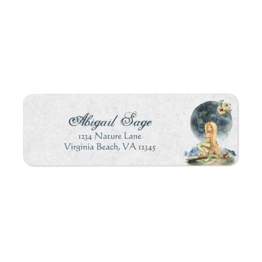  Blond Zeemeermin en volledig Moon Beach Adres Etiket (Voorkant)