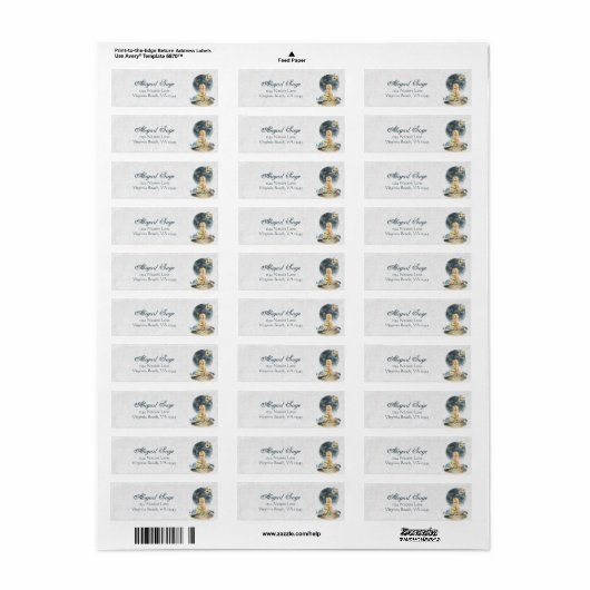 Blond Zeemeermin en volledig Moon Beach Adres Etiket (Full Sheet)