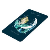 Blond Zeemeermin Maan Fantasie Art Deco Cruiseschi Magneet (Linkerzijde)