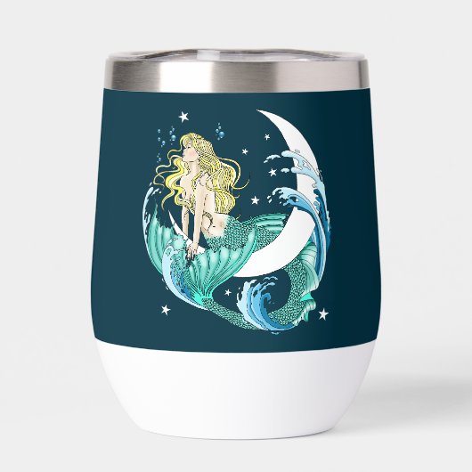 Blond Zeemeermin Maan Fantasy Art Deco (Achterkant)