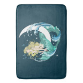 Blond Zeemeermin Maan Fantasy Art Deco Badmat (Voorkant Verticaal)